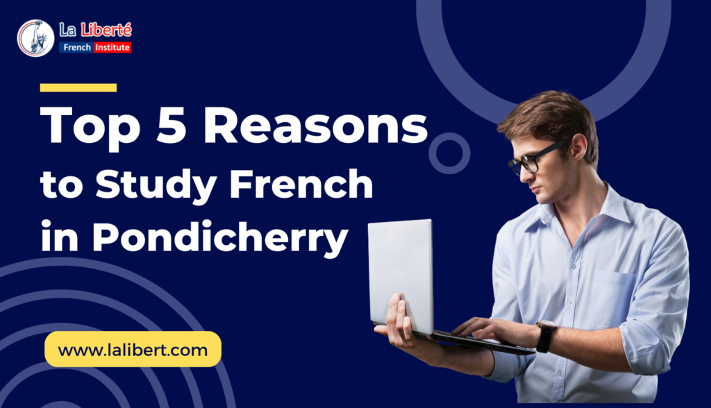 "Colonial-style French buildings in Pondicherry with tree-lined streets."